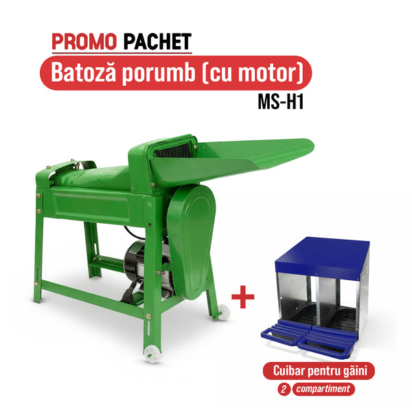 Pachet Promo: Batoza porumb MS-H1 (cu motor) +Cuibar pentru gaini cu 2 compartimente