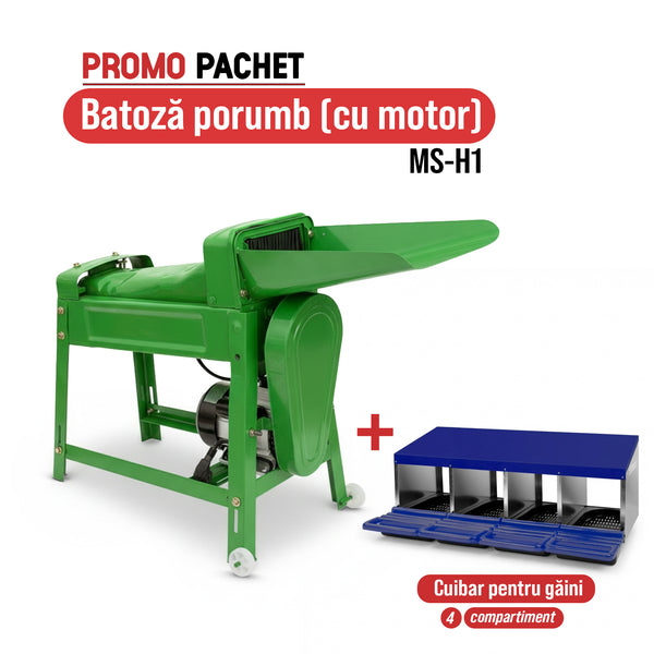 Pachet Promo: Batoza porumb MS-H1 (cu motor) +Cuibar pentru gaini cu 4 compartimente