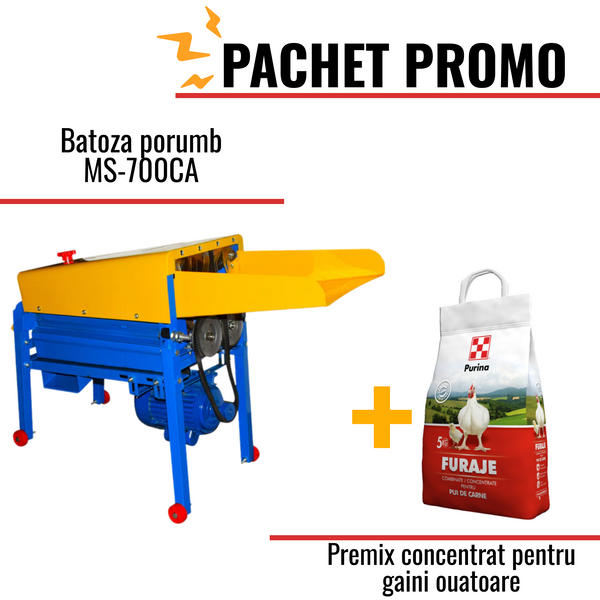Pachet Promo:Batoza porumb MS-700CA (cu motor) + Premix concetrat pentru gaini ouatoare