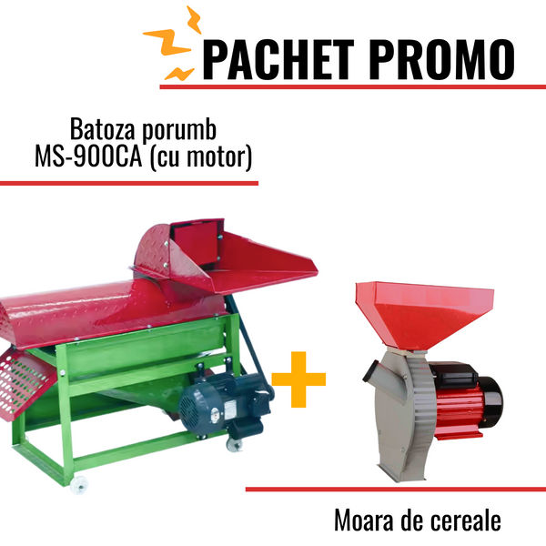Pachet Promo:Batoza porumb MS-900CA (cu motor) + Moara de cereale, 3.9kW