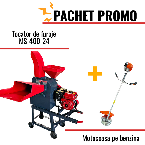 Pachet Promo: Tocator de furaje cu motor pe benzina 7,5 CP + Motocoasa pe benzina, 5.4 CP