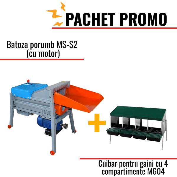 Pachet Promo: Batoza porumb MS-S2 (cu motor) +Cuibar pentru gaini cu 4 compartimente MG04