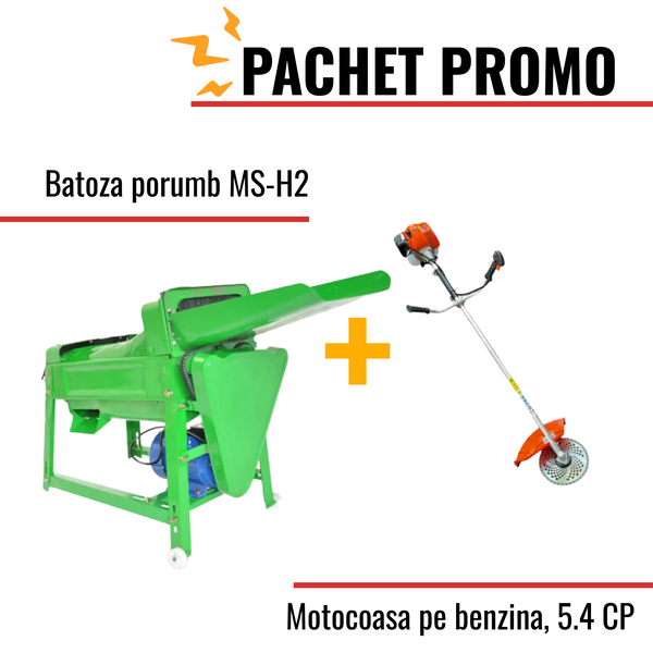 Pachet Promo: Batoza porumb MS-H2 + Motocoasa pe benzina, 5.4 CP