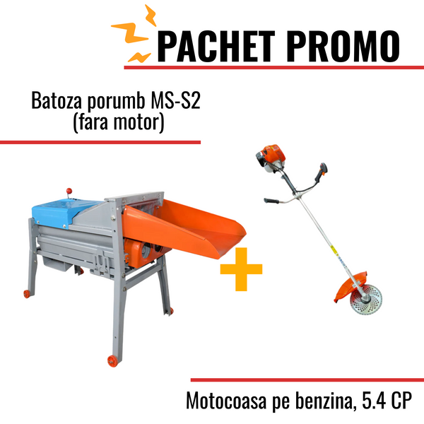 Pachet Promo: Batoza porumb MS-S2 (fara motor) + Motocoasa pe benzina, 5.4 CP