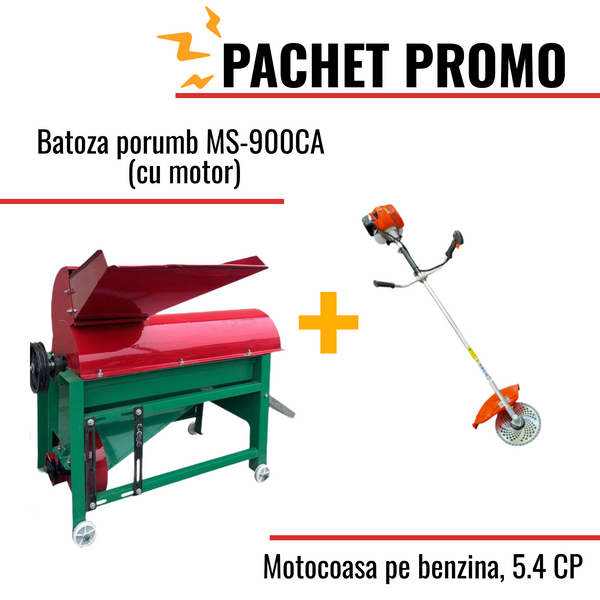 Pachet Promo: Batoza porumb MS-900CA (cu motor) + Motocoasa pe benzina, 5.4 CP