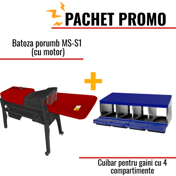 Pachet Promo: Batoza porumb MS-S1 (cu motor) +Cuibar pentru gaini cu 4 compartimente