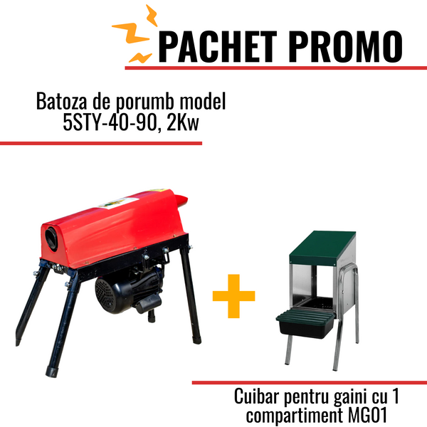 Pachet Promo: Batoza de porumb model 5STY-40-90, 2Kw + Cuibar pentru gaini cu 1 compartiment MG01