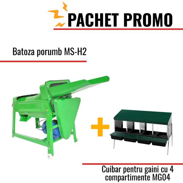 Pachet Promo: Batoza porumb MS-H2 + Cuibar pentru gaini cu 4 compartimente MG04