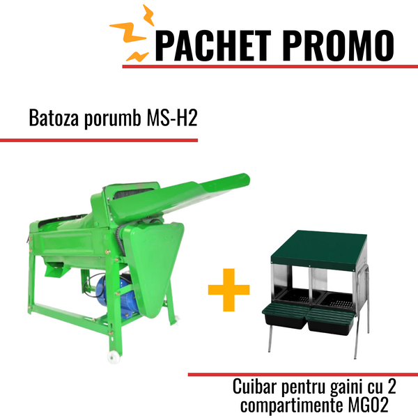 Pachet Promo: Batoza porumb MS-H2 +Cuibar pentru gaini cu 2 compartimente MG02