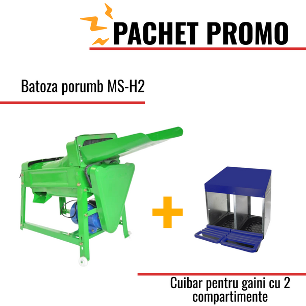 Pachet Promo: Batoza porumb MS-H2 + Cuibar pentru gaini cu 2 compartimente