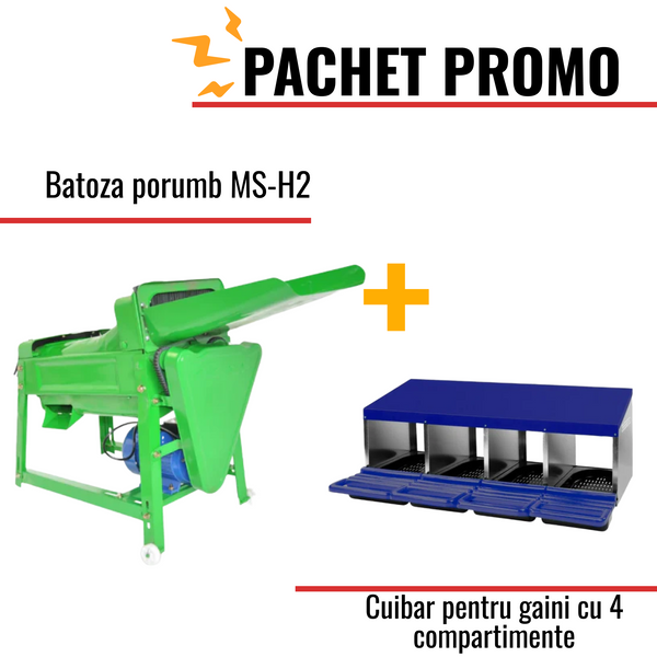 Pachet Promo: Batoza porumb MS-H2 + Cuibar pentru gaini cu 4 compartimente