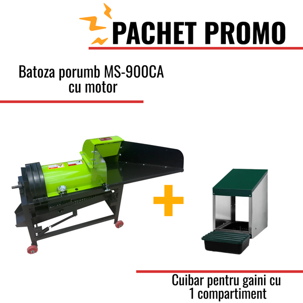Pachet Promo: Batoza porumb MS-900CA cu motor + Cuibar pentru gaini cu 1 compartiment MG01 (fara picioare)