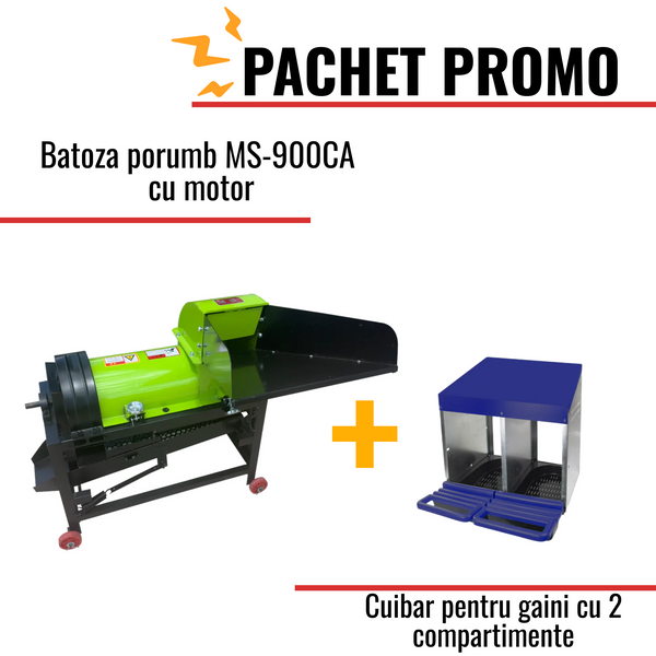 Pachet Promo: Batoza porumb MS-900CA cu motor + Cuibar pentru gaini cu 2 compartimente