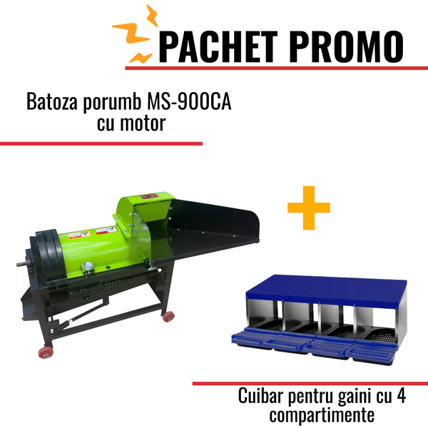 Pachet Promo: Batoza porumb MS-900CA cu motor +Cuibar pentru gaini cu 4 compartimente
