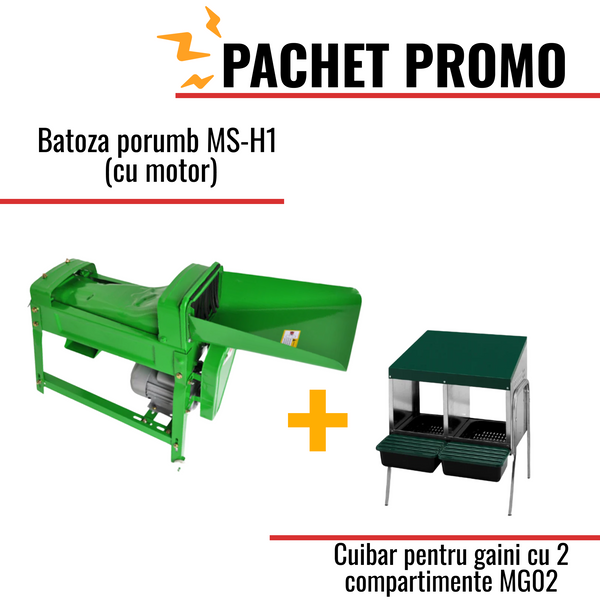 Pachet Promo: Batoza porumb MS-H1 (cu motor) +Cuibar pentru gaini cu 2 compartimente MG02