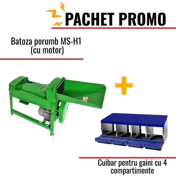 Pachet Promo: Batoza porumb MS-H1 (cu motor) +Cuibar pentru gaini cu 4 compartimente
