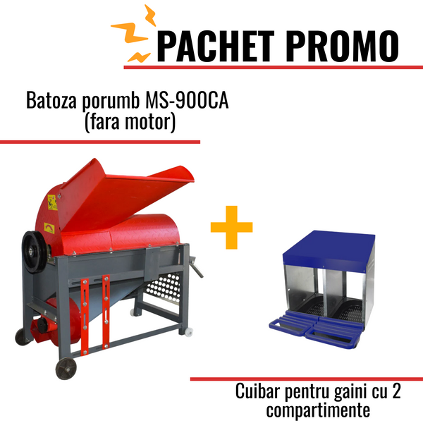 Pachet Promo: Batoza porumb MS-900CA (fara motor) +Cuibar pentru gaini cu 2 compartimente