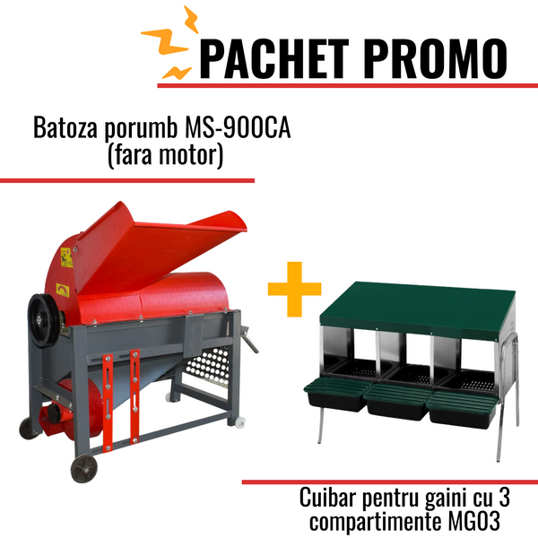 Pachet Promo: Batoza porumb MS-900CA (fara motor) +Cuibar pentru gaini cu 3 compartimente MG03