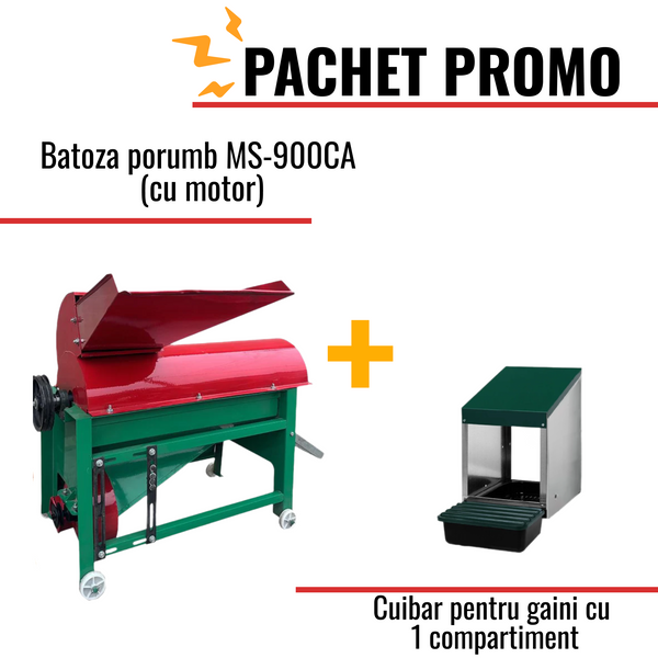 Pachet Promo: Batoza porumb MS-900CA (cu motor) + Cuibar pentru gaini cu 1 compartiment MG01 (fara picioare)