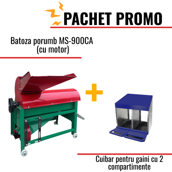 Pachet Promo: Batoza porumb MS-900CA (cu motor) + Cuibar pentru gaini cu 2 compartimente