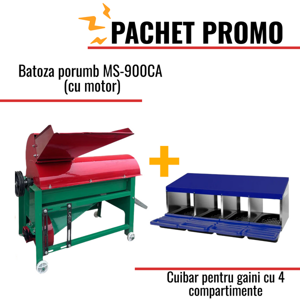 Pachet Promo: Batoza porumb MS-900CA (cu motor) + Cuibar pentru gaini cu 4 compartimente