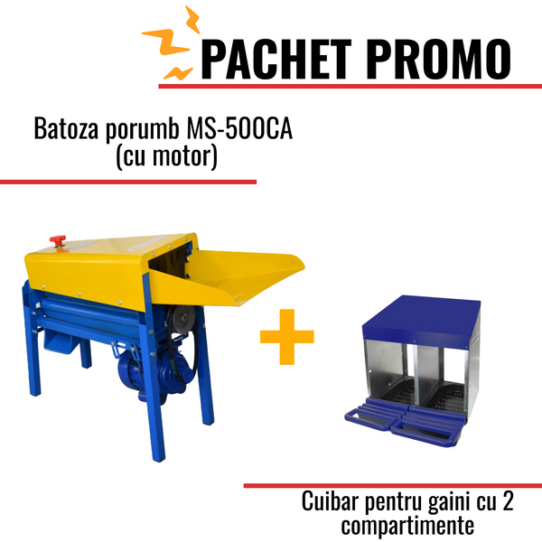 Pachet Promo: Batoza porumb MS-500CA (cu motor) + Cuibar pentru gaini cu 2 compartimente