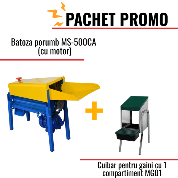 Pachet Promo: Batoza porumb MS-500CA (cu motor) +Cuibar pentru gaini cu 1 compartiment MG01