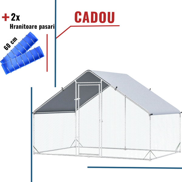 Pachet Promo: Tarc Gaini 3x4x2m-Cadou 2x Hranitoare pasari, porumbei 60 cm