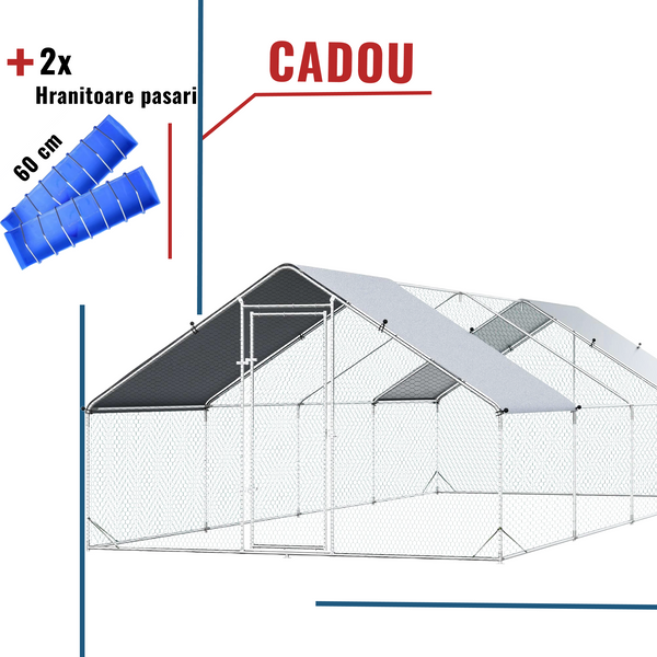 Pachet Promo: Tarc Gaini 3x8x2m -Cadou 2x Hranitoare pasari, porumbei 60 cm