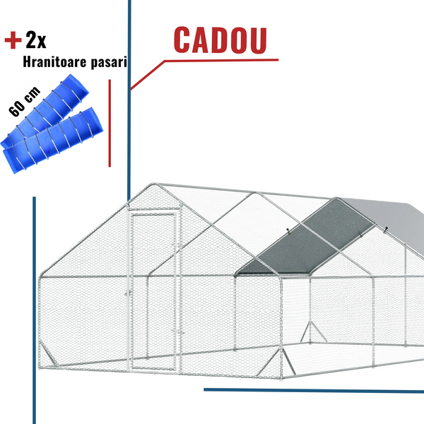 Pachet Promo: Tarc Gaini 3x6x2m -Cadou 2x Hranitoare pasari, porumbei 60 cm