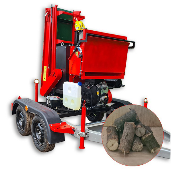 Tocator de crengi TN-180BK3L PRO (benzina 20 CP) pe remorca cu banda transportatoare de 3 m