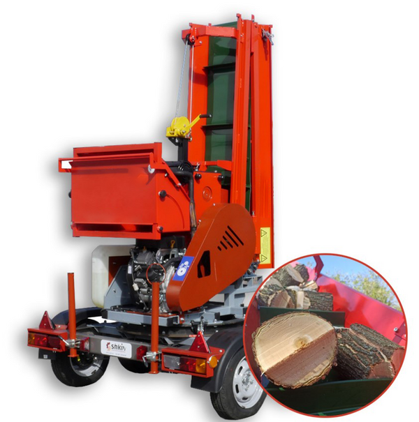 Tocator de crengi TN-200BK4L PRO (benzina 35 CP) pe remorca cu banda transportatoare de 4 m