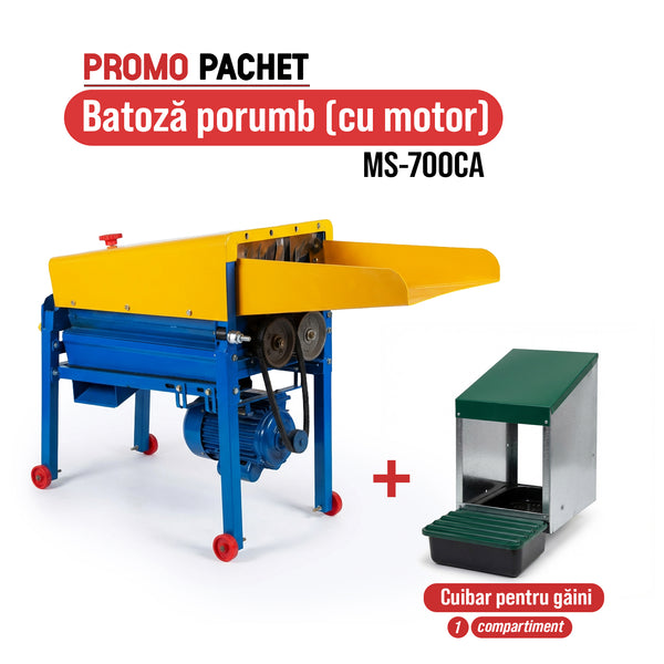 Pachet Promo: Batoza porumb MS-700CA (cu motor) + Cuibar pentru gaini cu 1 compartiment MG01 (fara picioare)