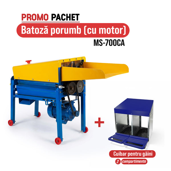 Pachet Promo: Batoza porumb MS-700CA (cu motor) + Cuibar pentru gaini cu 2 compartimente
