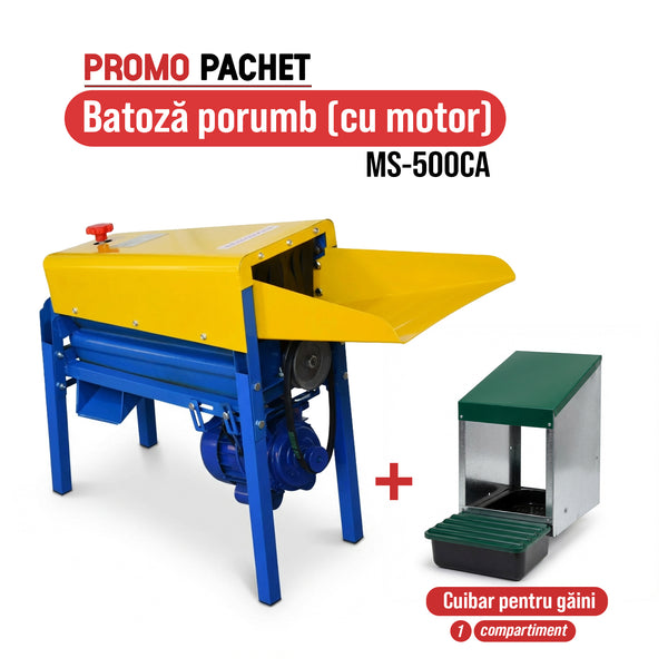Pachet Promo: Batoza porumb MS-500CA (cu motor) + Cuibar pentru gaini cu 1 compartiment MG01 (fara picioare)
