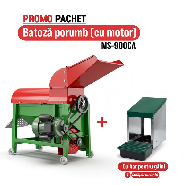 Pachet Promo: Batoza porumb MS-900CA (cu motor) cuva laterala + Cuibar pentru gaini cu 1 compartiment MG01 (fara picioare)