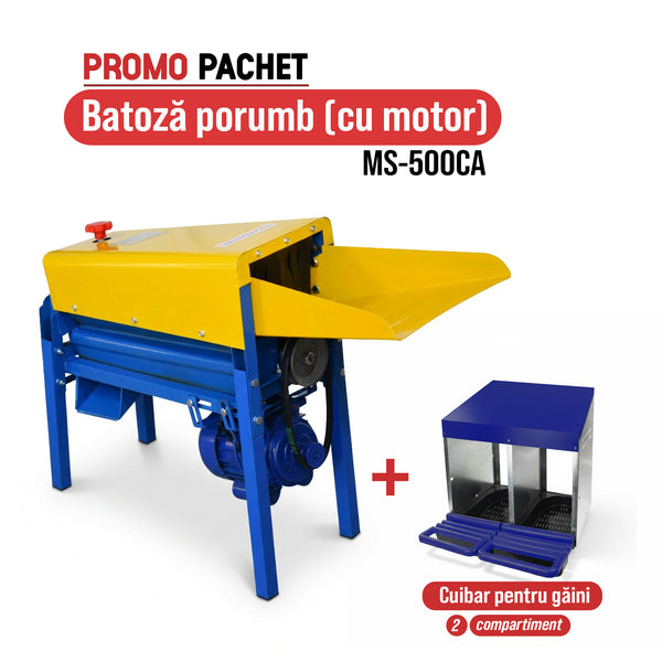 Pachet Promo: Batoza porumb MS-500CA (cu motor) + Cuibar pentru gaini cu 2 compartimente