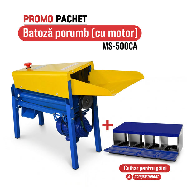 Pachet Promo: Batoza porumb MS-500CA (cu motor) + Cuibar pentru gaini cu 4 compartimente