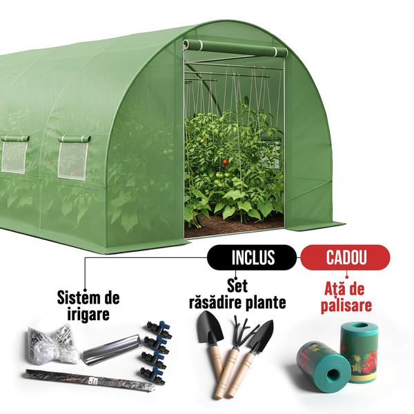 Solar legume 3 x 6 x 2 + Cadou Sistem de irigare + Ata de palisare + Set rasadire plante